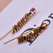Dior JAdior Boucles Doreilles Pink Crystal Retro Brass Logo Motif Ladies Clip Earrings For Sale