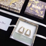 Dior Morden Style JADIOR Paved White Crystal Logo Detail Aged Gold Hoop Earrings E1440ADRCY_D908 Women Fashion Jewellery