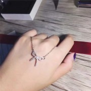 Nice Price Tiffany Bow Bowknot Pendant Studded Crystals Necklace Low Price Sale