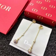 Elegant Style Dior La Petite Tribale Spheroidal Pendant Female Star-CD Asymmetric Brass Multicolor Diamonds Drop Earrings