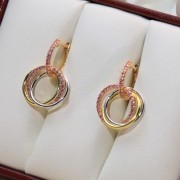 Premium replica Cartier Trinity Earrings White Gold/Yellow Gold with Pink Diamonds Best Gift