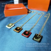 Most Classic Hermes As de Coeur Pendant Yellow Gold with Leather Red/White/Black/Orange