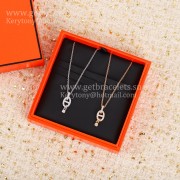 Knock-off Stylish Hermes Chaine DAncre Necklace With Diamonds Rose Gold/Silver