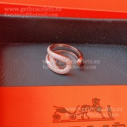 Hermes Chaine Dancre Punk Ring Rose Gold with Diamonds Lowest Price
