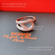 Hermes Chaine Dancre Punk Ring White Gold with Diamonds Low Price Sale
