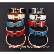 Hermes Clic Clac H Enamel Bracelet With Lacquered Palladium Plated Hardware MM