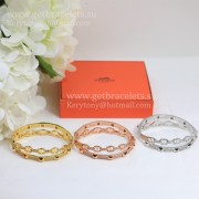 Hermes Collier de Chien Double Layer Bangle White Gold/Pink Gold/Yellow Gold Low Price