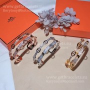 Hermes Collier de Chien Double Layer Bracelet White Gold/Pink Gold/Yellow Gold Most Luxury