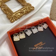 Vintage Hermes Constance Amulette Earrings White Gold/Pink Gold/Yellow Gold