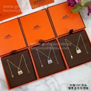 High End Hermes Constance Amulette Necklace With Diamonds Silver/Yellow Gold/Rose Gold