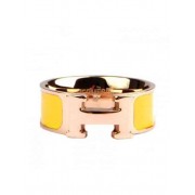 Hermes Enamel Clic H Ring in 18kt Yellow Gold with Yellow