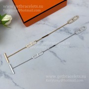 Hermes Ever Chaine DAncre Chain Bracelet With Diamonds White Gold/Pink Gold 2021 Fashion