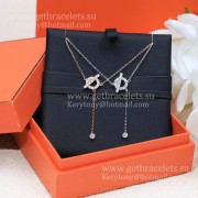 Good Price Hermes Finesse Lariat Necklace With Diamonds Rose Gold/Silver