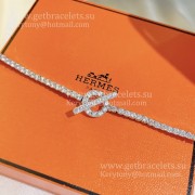 Low Price Hermes Finesse Link Necklace White Gold With Pave Diamonds