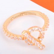 Hermes Finesse Ring with Diamonds Rose Gold/White Gold Fashion Women Jewelry
