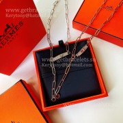 Best Gift Girls Hermes Kelly Chaine Lariat Necklace With Diamonds Rose Gold/Silver/Yellow Gold