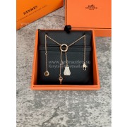 2021 Best Price Hermes Kelly Clochette Necklace With Diamonds in Rose Gold