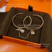 Hermes Lock and Key Bracelet With Diamonds Rose Gold/White Gold 2021 Classic