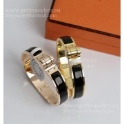 Hermes Narrow Enamel Hinged Bracelet in Plain Enamel With Rose Gold/Yellow Gold Luxury Replicated