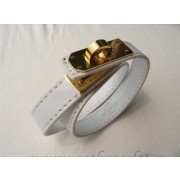Hermes Rivale Double Wrap Bracelet White With Gold