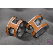 Lacquered Hermes Pop H Orange Earrings in White Gold