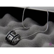 Hermes 3D Pop H logo Snake Bone Black Necklace in White Gold