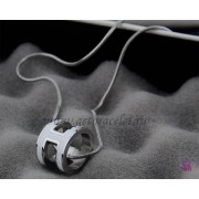 Hermes 3D Pop H logo Snake Bone White Necklace in White Gold