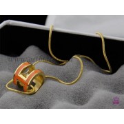 Hermes 3D Pop H logo Snake Bone Orange Necklace in Yellow Gold
