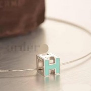 Hermes Cage dH Necklace Blue in Lacquer With Gold
