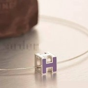 Hermes Cage dH Necklace Purple in Lacquer With Gold