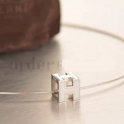 Hermes Cage dH Necklace White in Lacquer With Gold