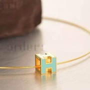 Hermes Cage dH Necklace Blue in Lacquer Yellow Gold