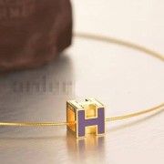 Hermes Cage dH Necklace Purple in Lacquer Yellow Gold