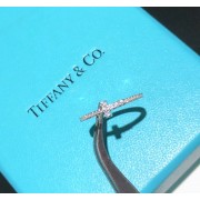 Fine Jewelry Tiffany T 925 Silver Cross Fully-diamonds Ladies Wire Band Ring