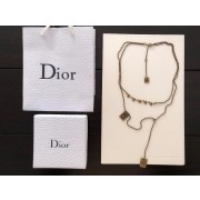 Hot Selling Christian Dior Vintage Brass Bee CD Motif Square Pendant Ladies Star Double Link Chain Necklace