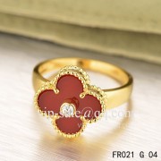 Premium replica Van Cleef Vintage Alhambra Ring In Yellow Gold With Carnelian