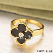 Premium replica Van Cleef Vintage Alhambra Ring In Yellow Gold With Onyx