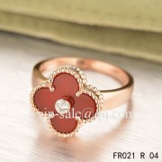 Cheap Van Cleef Vintage Alhambra Ring In Pink Gold With Carnelian