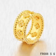 Premium replica Van Cleef & Arpels Clover Ring In Yellow With Round Diamonds