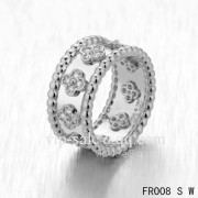 Premium replica Van Cleef & Arpels Clover Ring In White With Round Diamonds