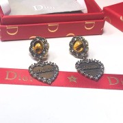 Most Fashion Dior LAmour Avenir Vintage Yellow Crystal Heart Pendant Female Aged Gold-tone Diamonds Earrings Online