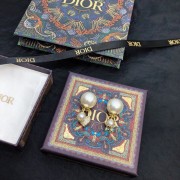 New Authentic Christian Dior CD Crystals Star Heart Asymmetric Pendants White Pearl Yellow Gold Earrings Womens Jewellery
