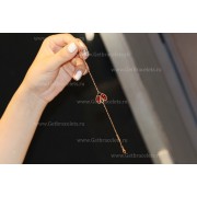 New Replica Van Cleef Arpels Lucky Spring Long Bracelet Open Wings Ladybug Rose Gold Carnelian Onyx
