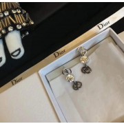 New Style Dior C-D Shaped Motif White Crstal Womens Sterling Silver Drop Earrings Price List