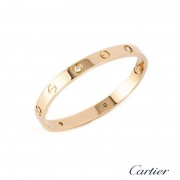 Replica Cartier Love Bracelet For Men and Women Pink Gold 4 Diamonds B6036016 (New Version C Prevent Screws Fall Out)