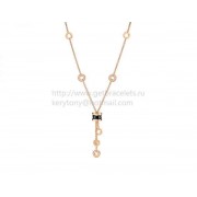 B.zero1 Rose Gold Necklace with Black Ceramic and Pave Diamonds