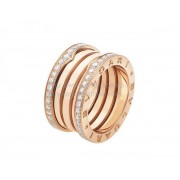 B.zero1 4-Band Rose Gold Ring with Pave Diamonds Along the Edge