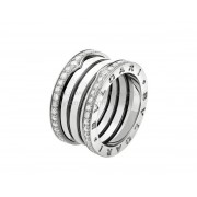 B.zero1 4-Band Ring White Gold with Pave Diamonds on the Edges