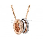 B.zero1 Labyrinth Necklace with Rose and White Gold Pendant Set with Pave Diamonds