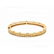 B.zero1 Rock 18kt Yellow Gold Bracelet with Studded Spiral and Pave Diamonds on the Edges